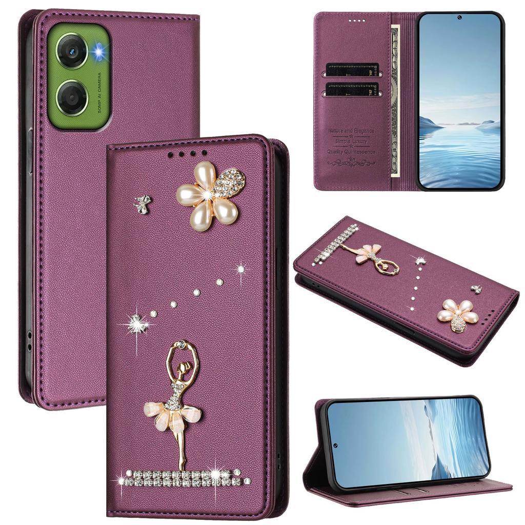 Diamantové Roztomilé Karty Peněženka na Zip Kožené Pouzdro na Telefon Pro Motorola G06 G75 G55 G35 Edge 60 Pro 60 Fusion Flip Pouzdro Kryt s Stojánkem