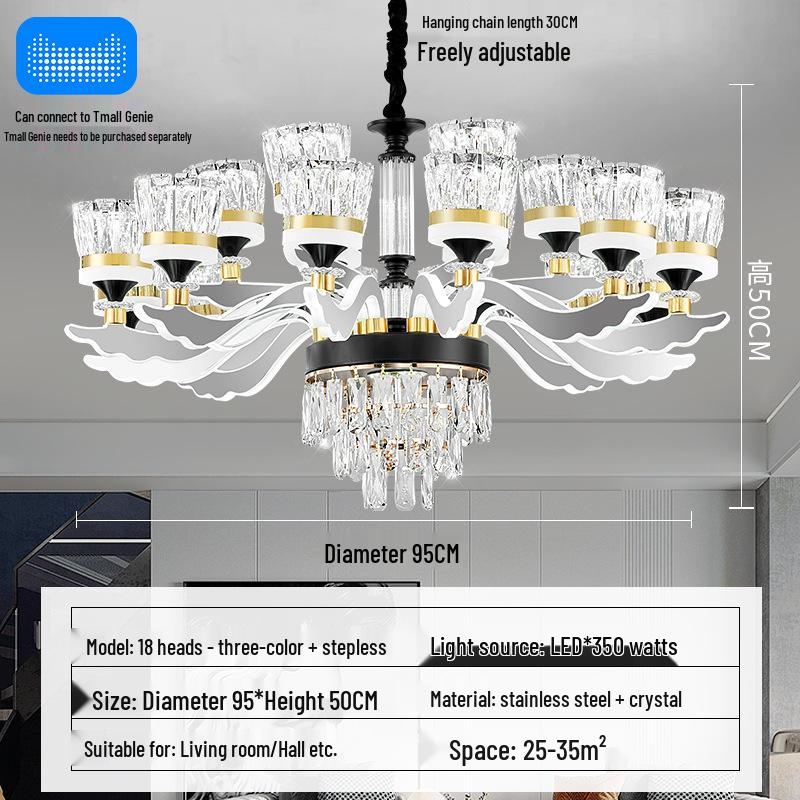 Chinese Style Luminous Crystal Chandelier: Modern Luxury Lighting for Living Rooms and Halls