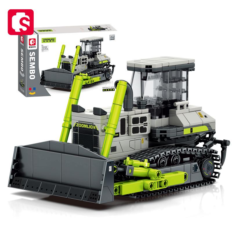 Non-Toxic Sembo City Construction Engineering Vehicle Excavators Crane Bulldozers Concrete Mixer Truck Building Blocks Car Bricks Kid Toys