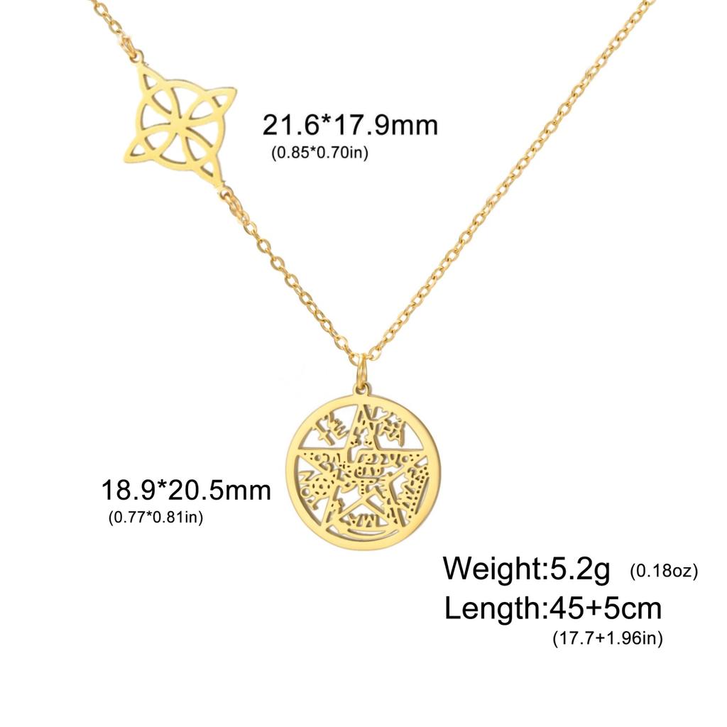 Jeshayuan Witchcraft Pentagram Necklace Women Stainless Steel Tetragrammaton Necklace Long Sweater Box Chain Necklaces Jewelry