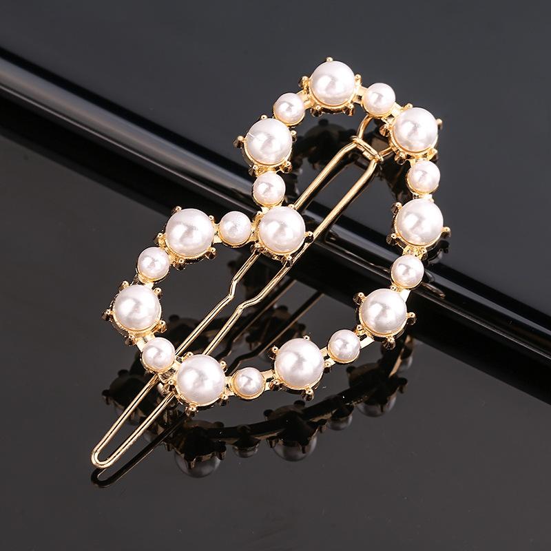 New Fashion Metal Love Heart Hair Clip Elegant Pearl Round Barrette for Women Girls Sweet Hairpins Barrettes Hair Accessories