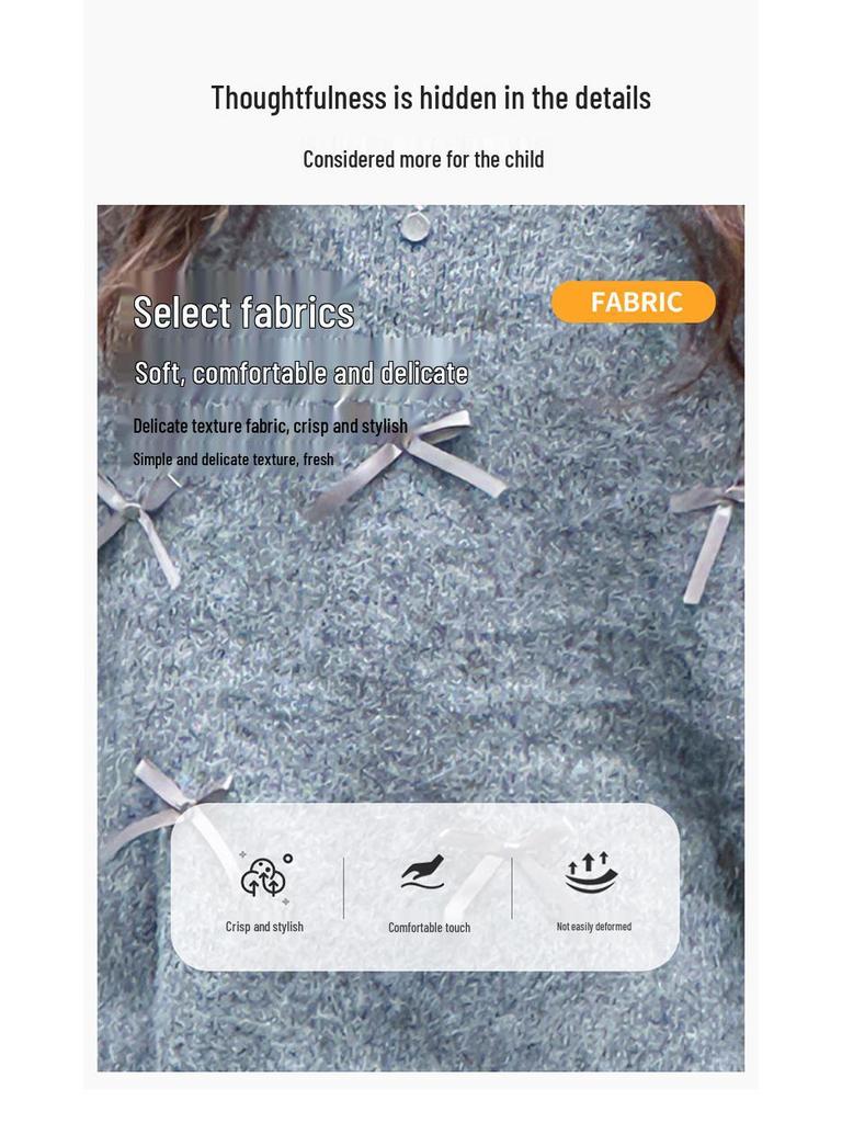 2025 Girls' Fashion: Round Neck Wool Sweater for Autumn/Winter - Medium & Large Children's Knitted Style