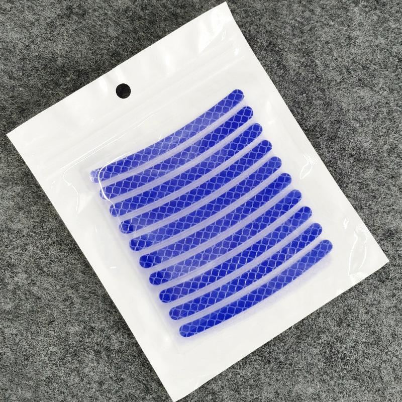 

20pc Anti-Collision Reflective Warning Stickers for Car Motorcycle, Bicycle Wheels, Seven-Color Laser Car Decoration Accessories синий