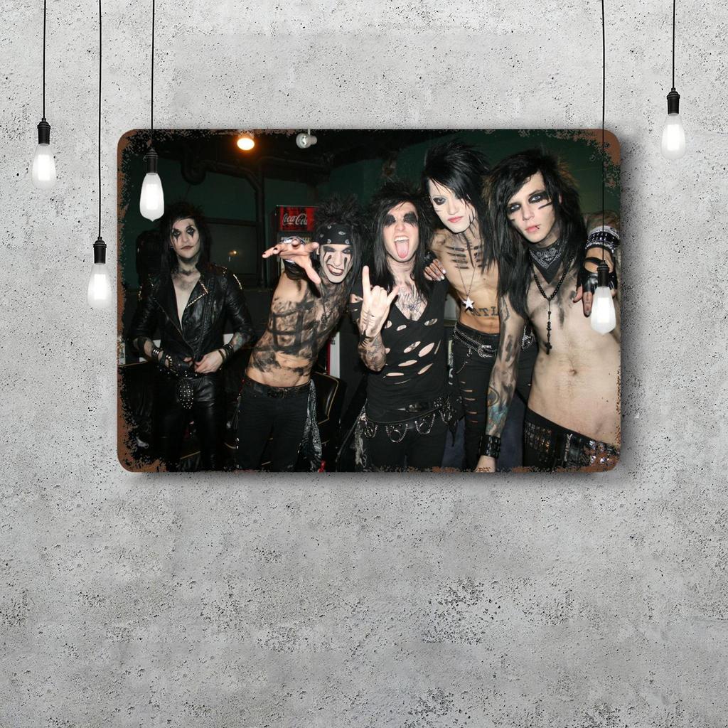 Poster Decorativo Black Veil Brides Segno di Latta Vintage Segno Metallico Placca Decorativa per Pub Bar Man Cave Club Decorazione Murale