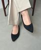 Jumpable Pumps, Flats, Easy To Wear, Suede, Pointed Toe, Cushioned, Low Heel, Black, Perfect for Commuting, Ceremonies, R-3218