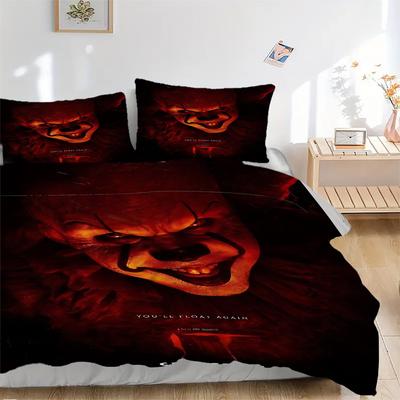 3pcs It "Clown" Bedding Set, Soft Polyester Duvet Cover and Pillowcases Seasons All Suitable, Design for Bedroom L1003018