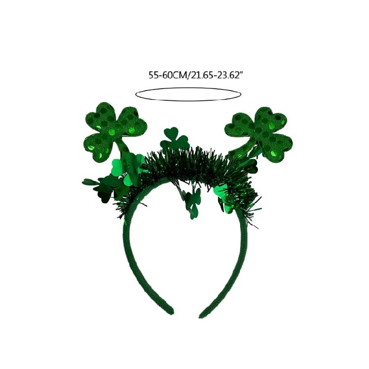 StPatrick Shamrock Flower Headband Sequins Hair Hoop Music Festival Headdress