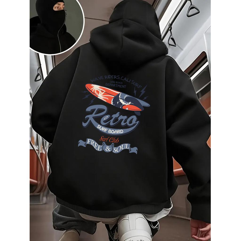 Autumn fashion versatile Double cap zipper heavyweight hooded sweatshirt cotton casual graffiti print sports hooded sweatshirt