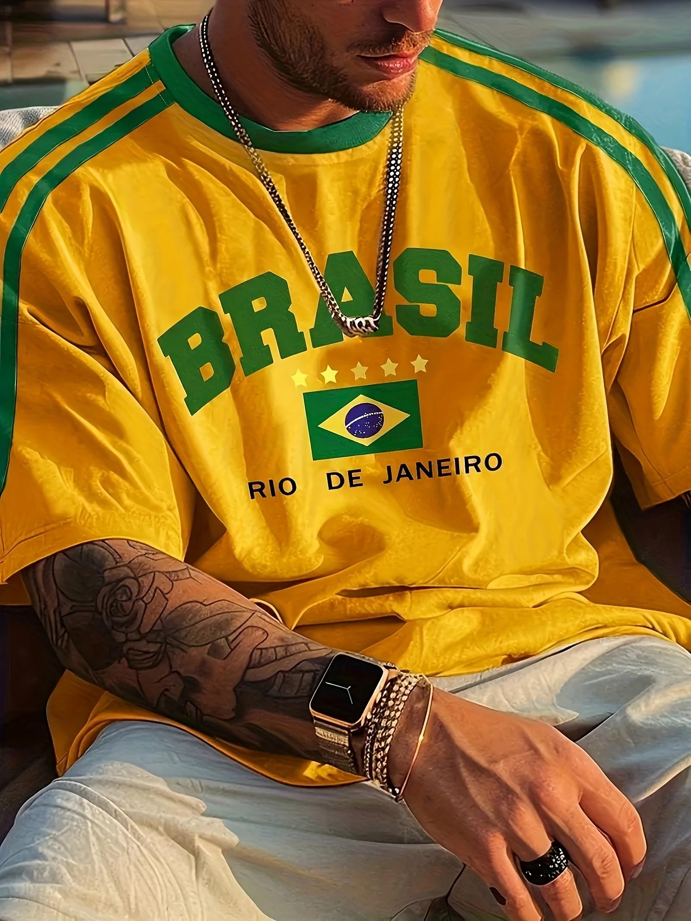 

Summer Men s T-shirt with Brazilian print crewneck Casual and comfortable T-shirt as a gift Outdoor short-sleeved summer T-shirt XL