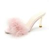 2024 Summer New Women's Slippers Stiletto Sandals Party Women's Flip-flops High Heels Furry Mule Shoes