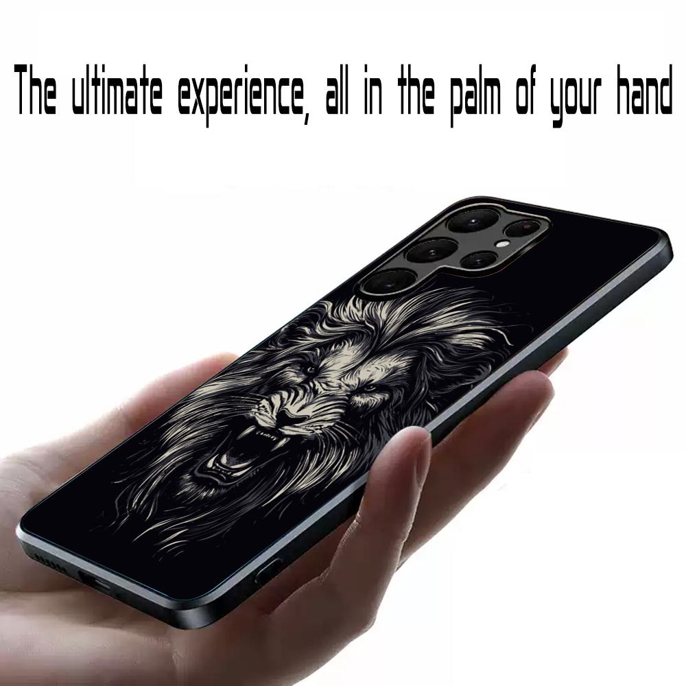 Coole Königslöwen-Mode-Muster-Design Handyhülle Für Samsung Galaxy S25 S24 S23 S22 S21 S20 Plus Ultra Note20 Weich Schwarz