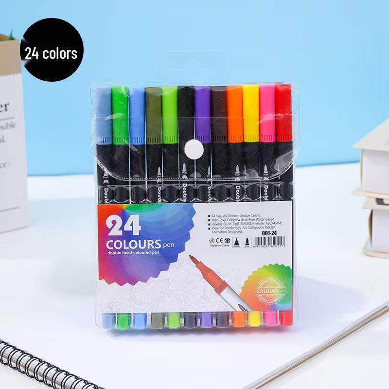 120-Color Double-Ended Watercolor Marker Set with Soft Tips & Fineliner for Students & Art Studio Use