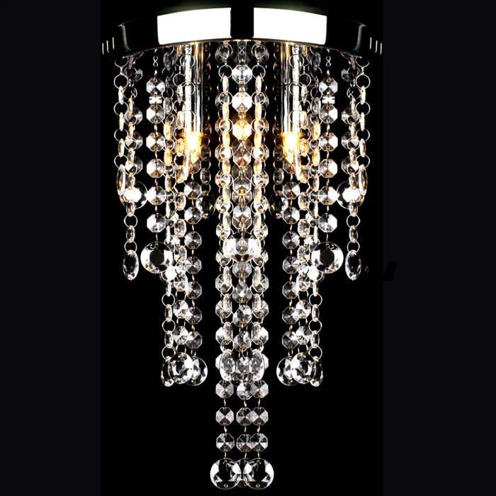 VidaXL Plafonnier Métal Blanc Perles Cristal Lustre Lumière Lampe Suspension 241382