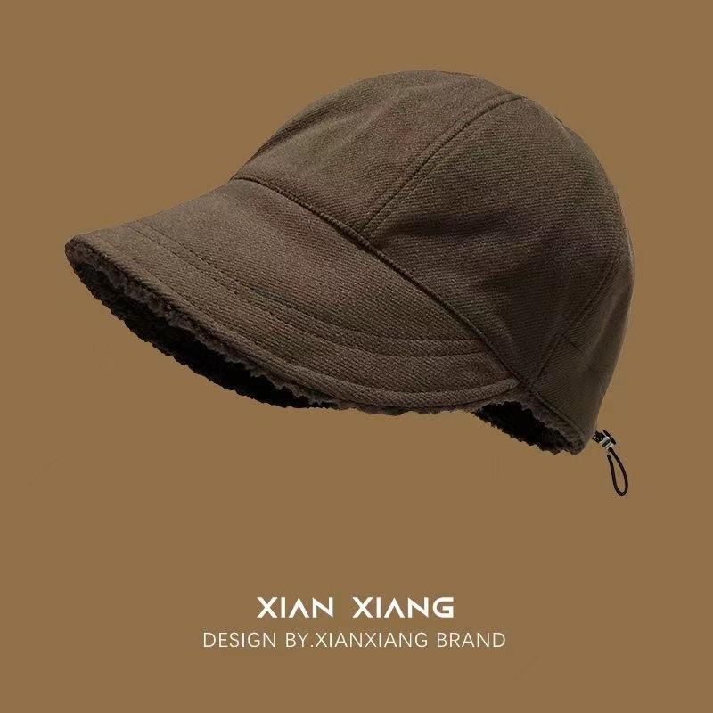 

Autumn and winter Ruth hat versatile warm fleece basin hat double-sided can be worn small equestrian hat M（56-58cm） темно-коричневого