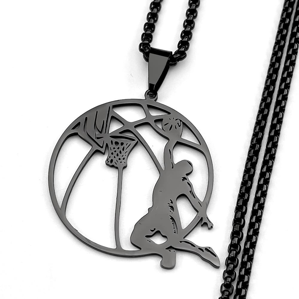 Slam Dunker Wisiorek Koszykarski Naszyjnik Dla Kobiet Mężczyzn Stal Nierdzewna Srebrny Kolor Styl Sportowy Męski Łańcuch Uliczny Biżuteria Prezenty