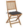 Exclusive House - Folding Outdoor Chairs and Cushions Set of 8 Acacia Wood