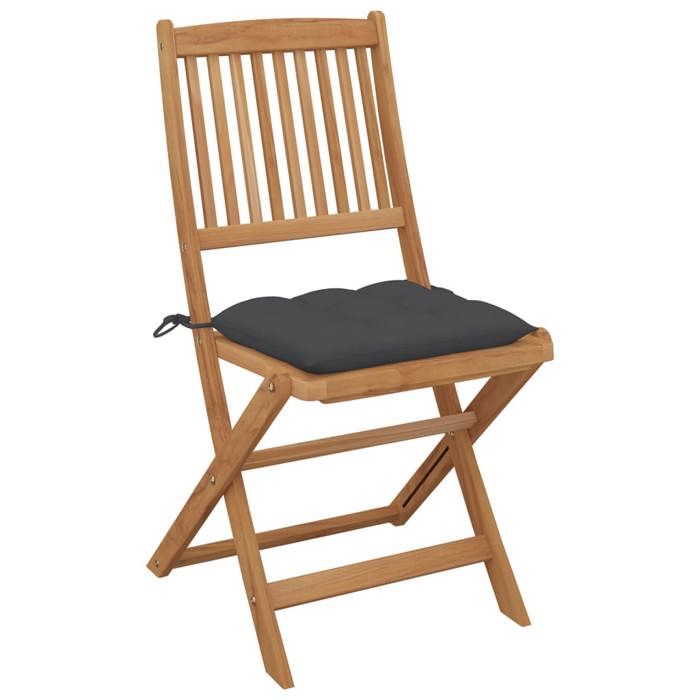 Exclusive House - Folding Outdoor Chairs and Cushions Set of 8 Acacia Wood