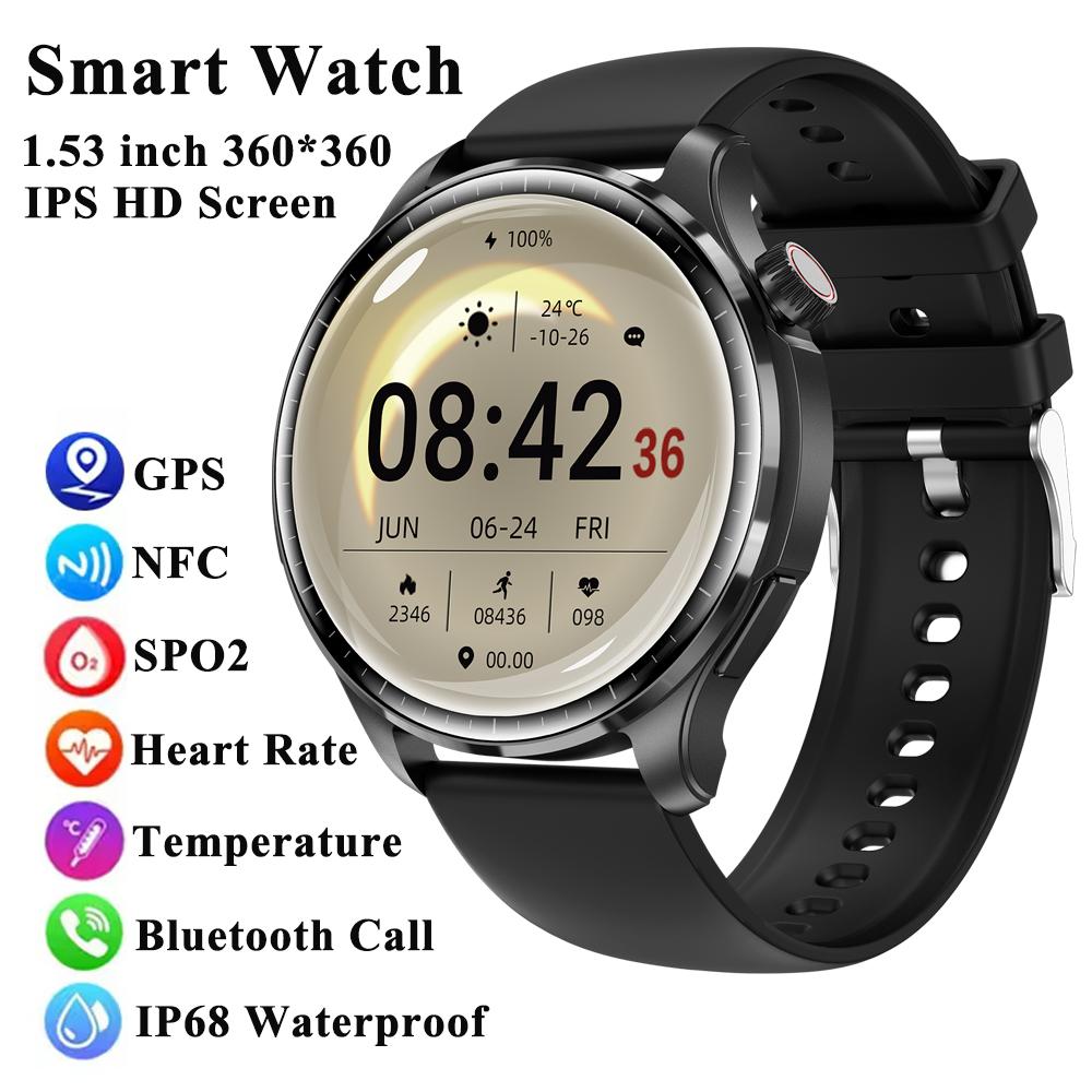 KEYSION 2025 New 1.53'' 48mm Bluetooth Call Smart Watch Men Sport SPO2 Heart Rate Health Monitoring GPS NFC Smartwatch for Android IOS Phone