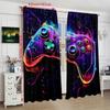 2Pcs- Game Curtain, Neon Character Design, Perfect for Bedroom, Living Room, Office Decoration