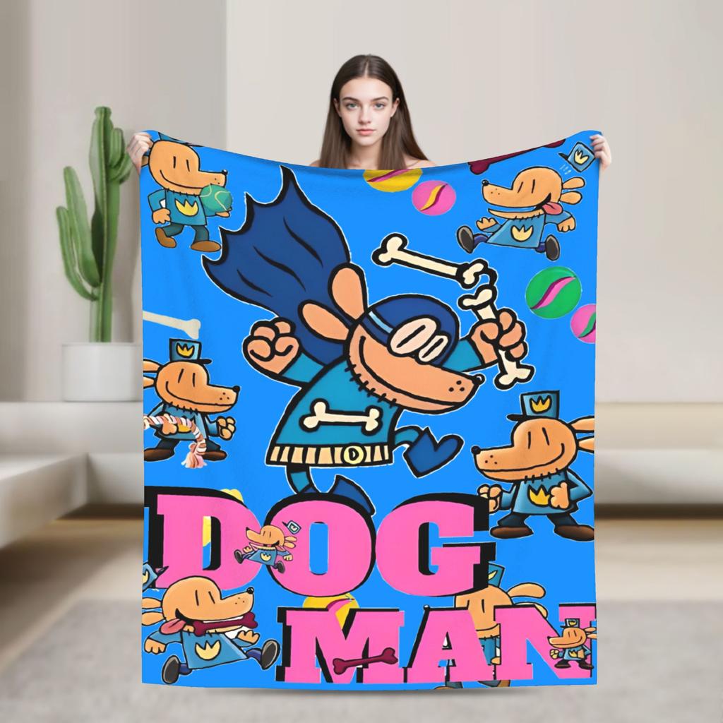 Dog Man Dogman Movie Comic Blankets Cartoon Flannel Awesome Breathable Throw Blankets for Coverlet Summer