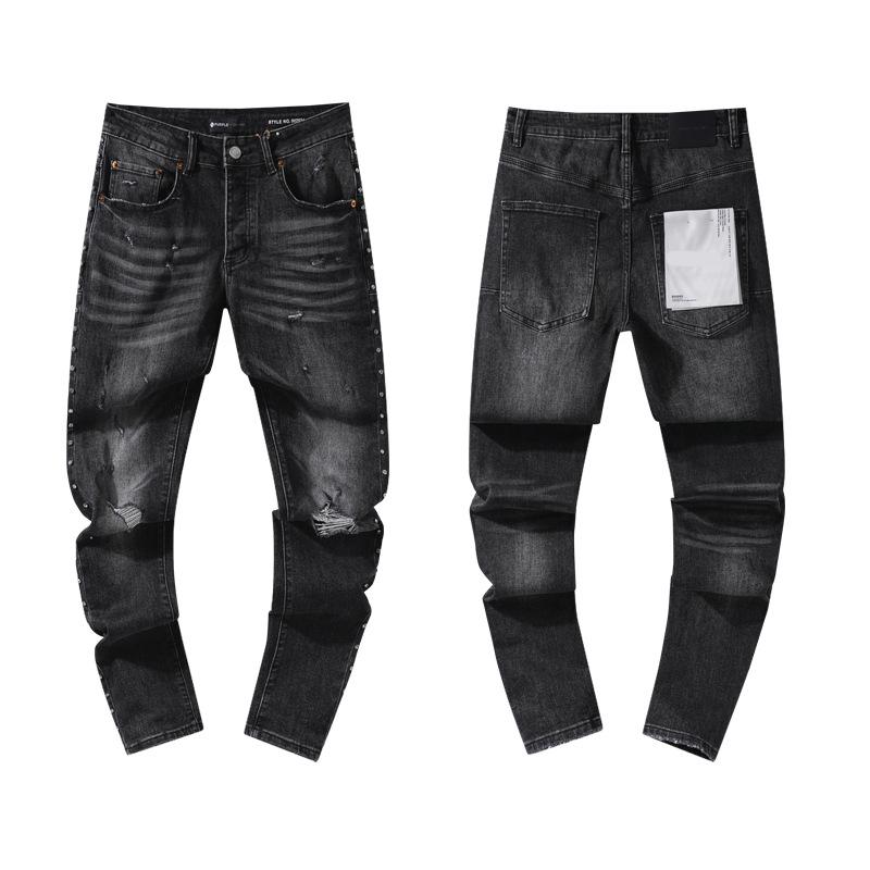 European and American Purple Slim Men's Trendy Light Luxury Elastic Jeans