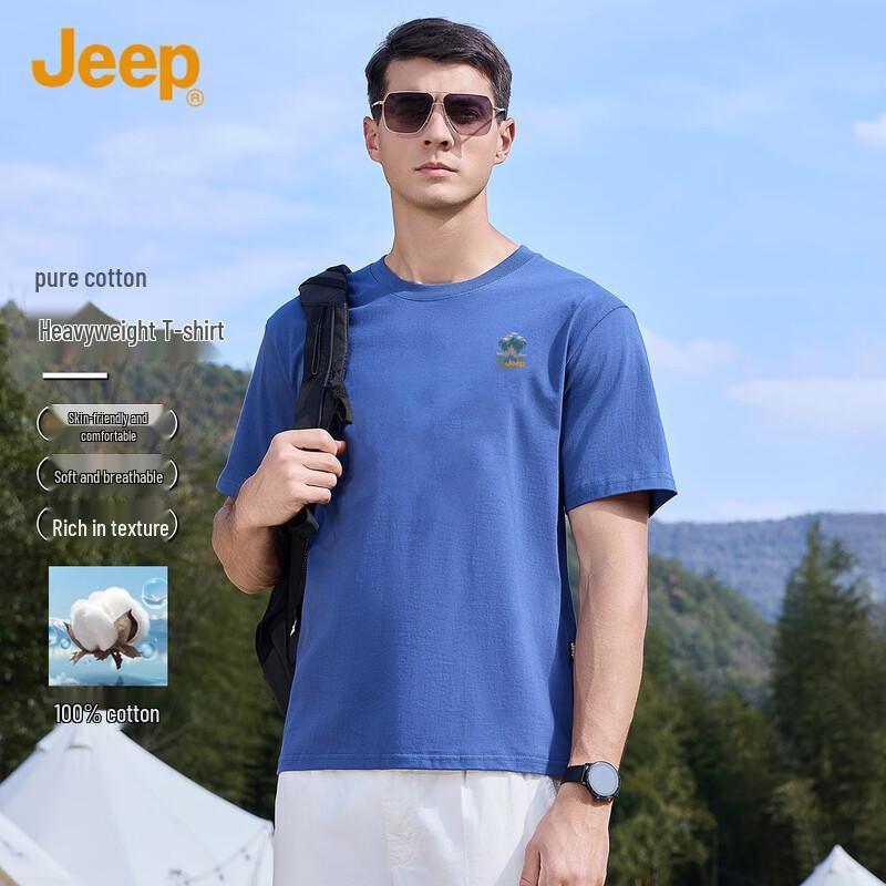 JEEP Men s Summer Round Neck Short Sleeve Cotton T-Shirt 2XL