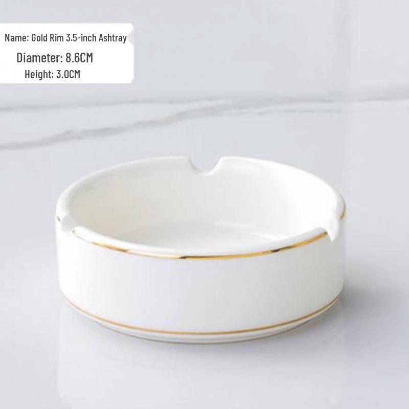Elegant Ceramic Ashtray with Gold Trim for Hotels, Bars, Restaurants