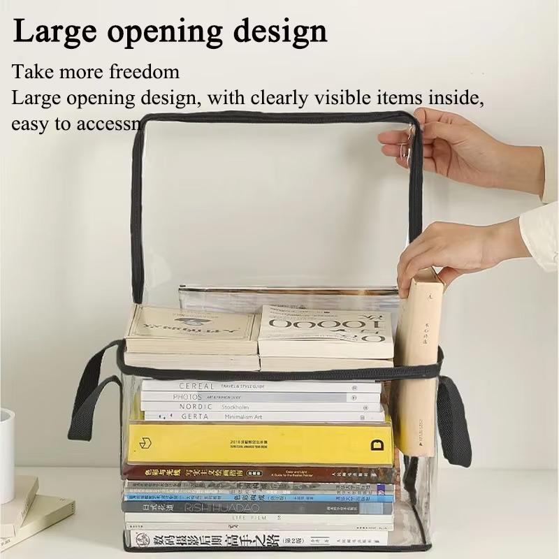 Foldable Book Box Student Dormitory Classroom Book Organizer Transparent Waterproof Household Book Organizing Storage Box