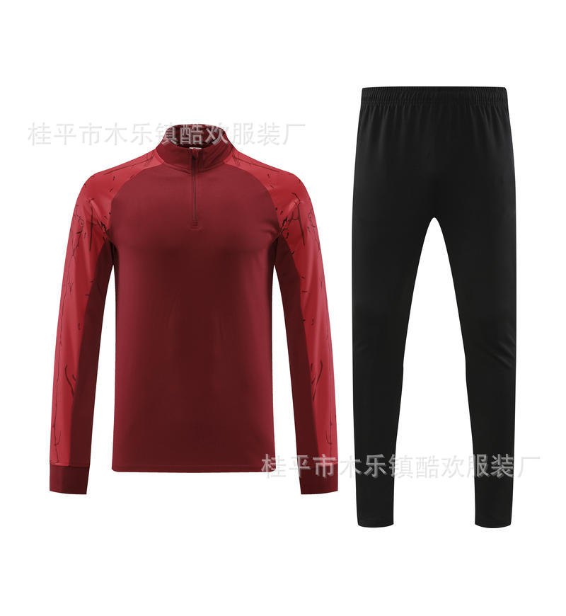 Student Team Half Zipper Long Sleeve Suit Football Training Suit Club Quick Drying Football Jersey Breathable