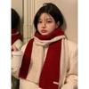 Korean Style Christmas Red Wool Scarf - Thick, Warm & Versatile Winter Neck Warmer for Women and Students