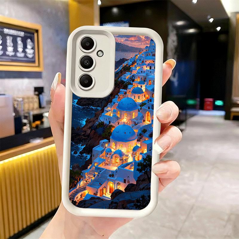 Phone Case for Samsung Galaxy A17 A16 A15 A14 A13 Santorini Greece Summer A56 A36 A26 A55 A35 A25 A54 A34 A24 A53 A33 A23 A07 A0
