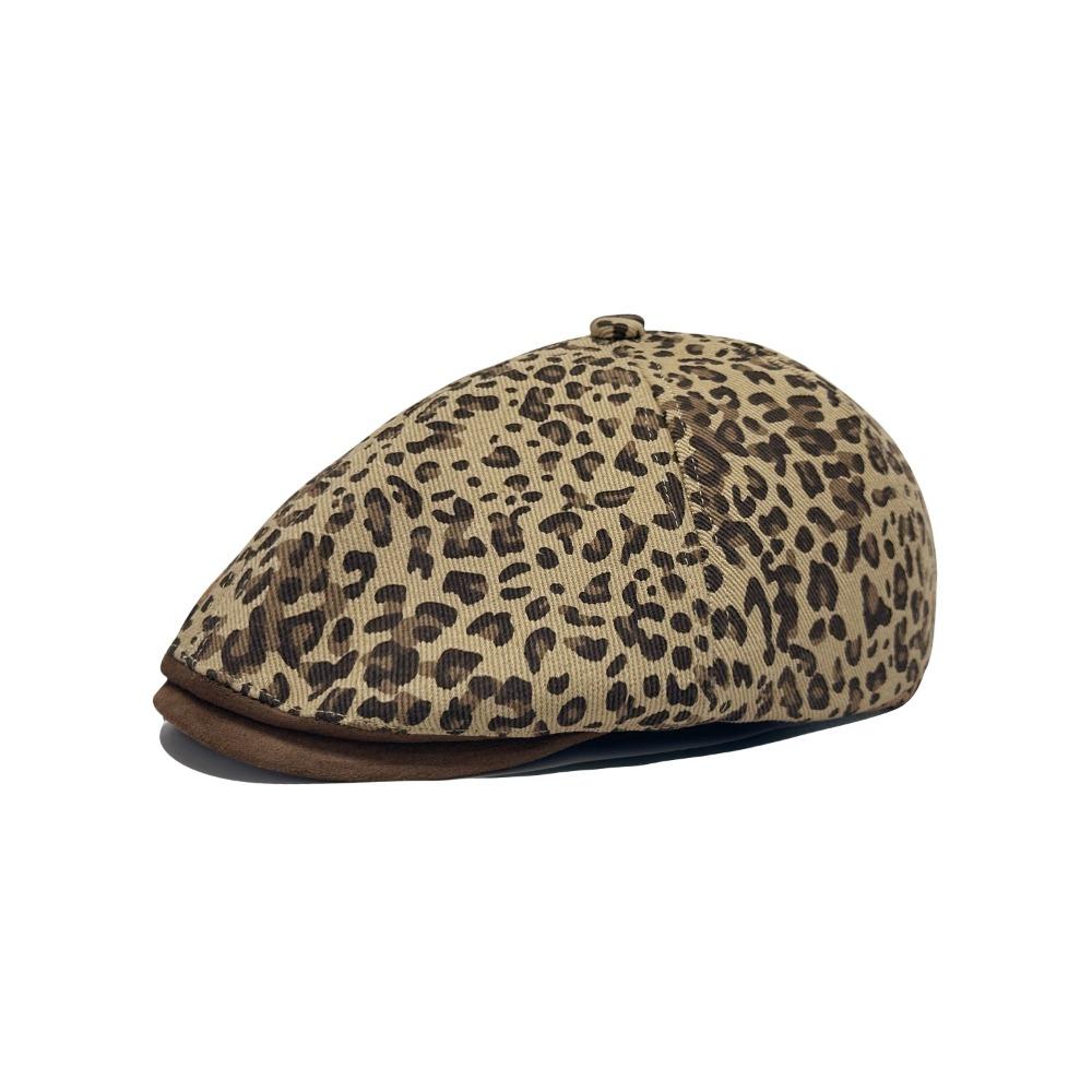 Retro Leopard Print Forward Hat Autumn Winter Adjustable Beret Hat Baseball Cap Newsboy Cap