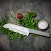 VICTORINOX Santoku Knife with Swiss Groove, 17cm, Olive, Modern, All-Purpose Knife, 6.9056.17K6B