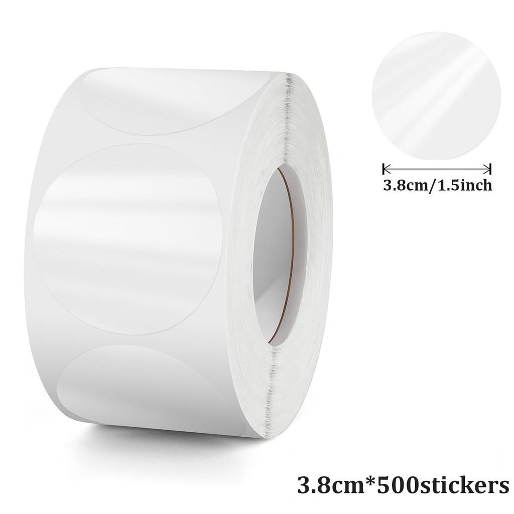 Clear Label Stickers – 1"/1.5" Round Transparent Self Adhesive Stickers 300/500 PCS/Roll Strong Seal Wafer Labels Tape Adhesivos