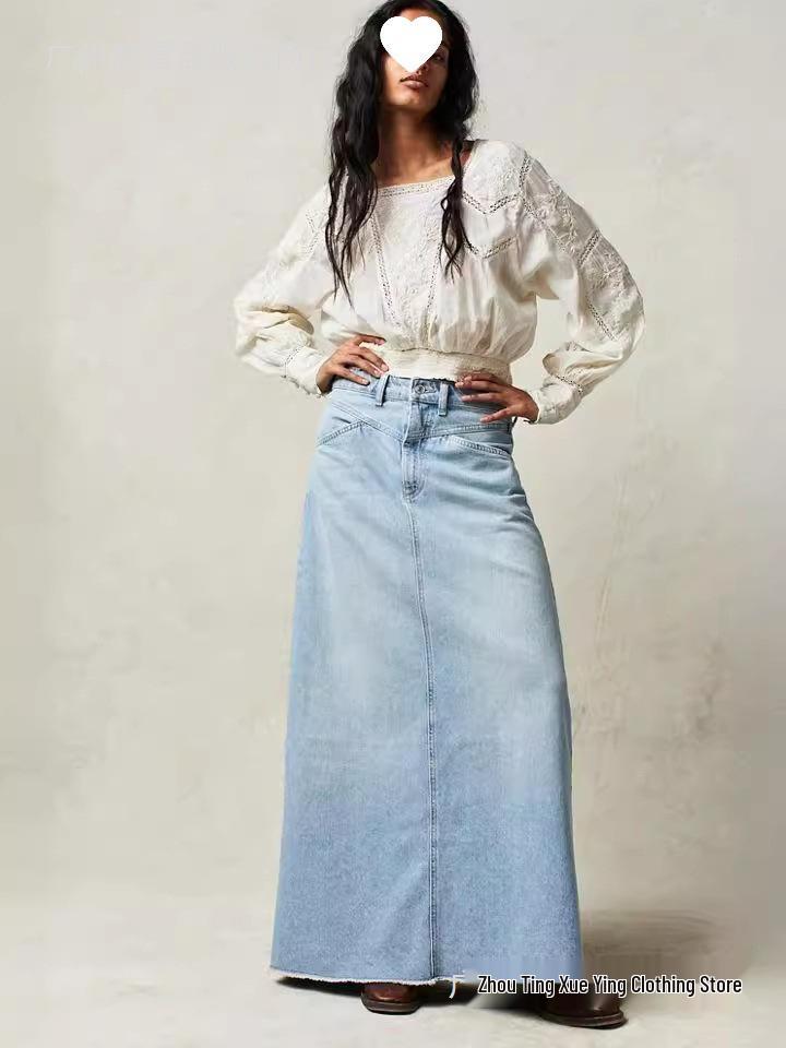 Summer Women's Loose Straight Casual Denim Skirt