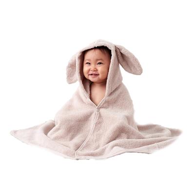 [Amazon.co.jp Exclusive] Imabari Towel Made In Japan Baby Bathrobe and Bath Poncho Gift Set (Smoke Pink: Bunny Ears)