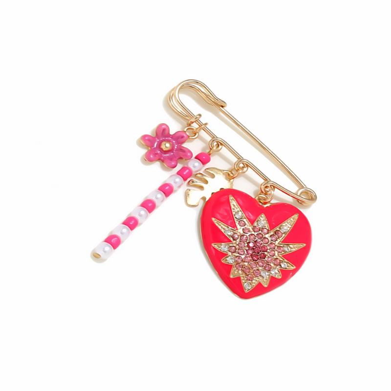 Ozean-Element Brosche für Damen Quasten-Kette Mit Stilvollem Erdbeer-Herz-Design Für Mode