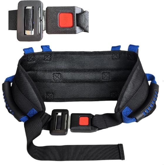 Heavy-Duty Transfer Gait Belt for Seniors with Metal Buckle, Multiple Padded Handles, Adjustable Patient Assist Belt Fit Waist 32-53 inch