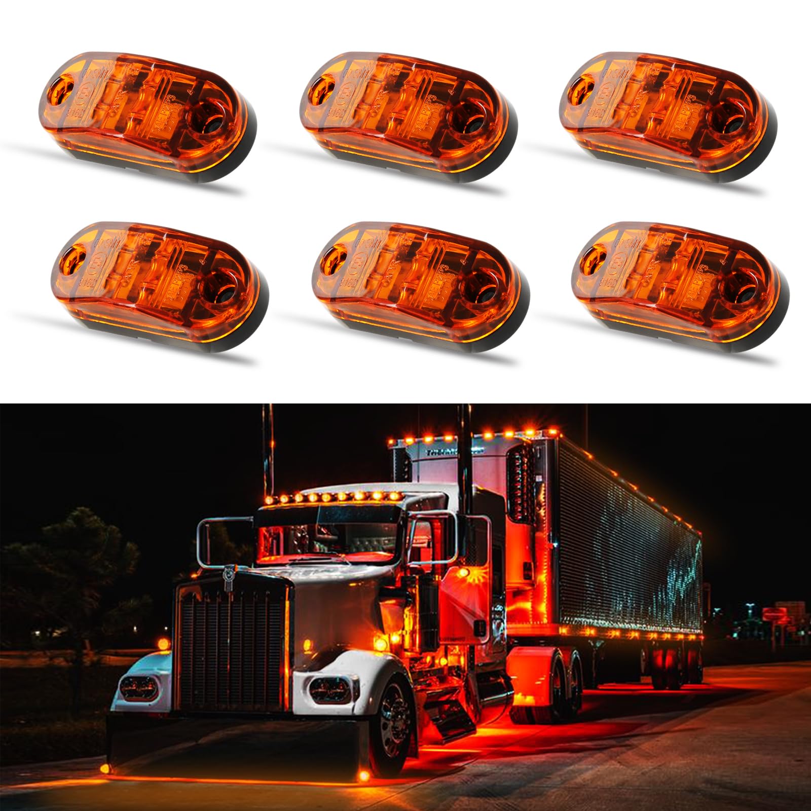 10PCS LED Side Marker Lights 12-24V Truck KJ Warning Lights 2 LED Truck Edge Lights Width Indicator Lights Orange Yellow yellow 10PCS