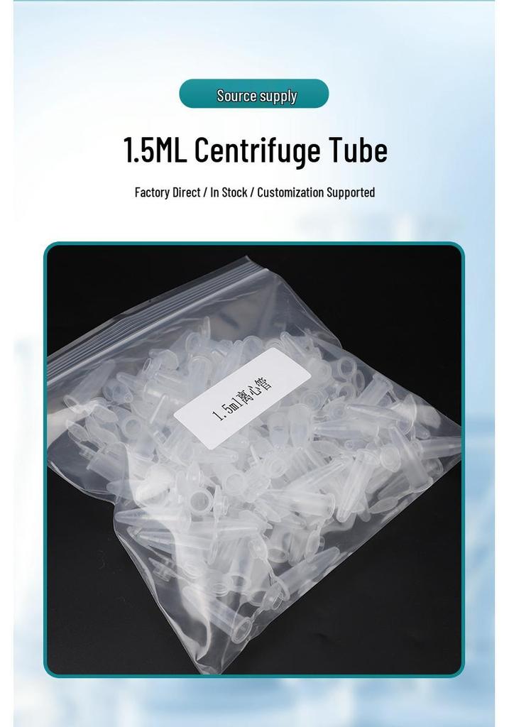 1.5ml Transparent Conical Centrifuge PCR Tubes, 500 Pcs/bag