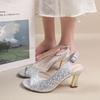 Fish mouth mesh sandals fairy style thick heel summer new  shoes fashion high heels fashion versatile  shoes