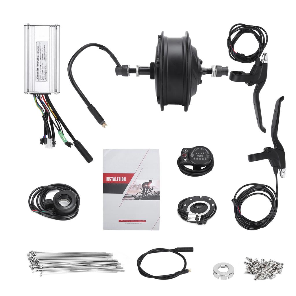 Electric Bicycle Conversion Kit 48V 500W Rear Wheel Hub Motor Set with KT‑900S Display Meter for 12G Wheel