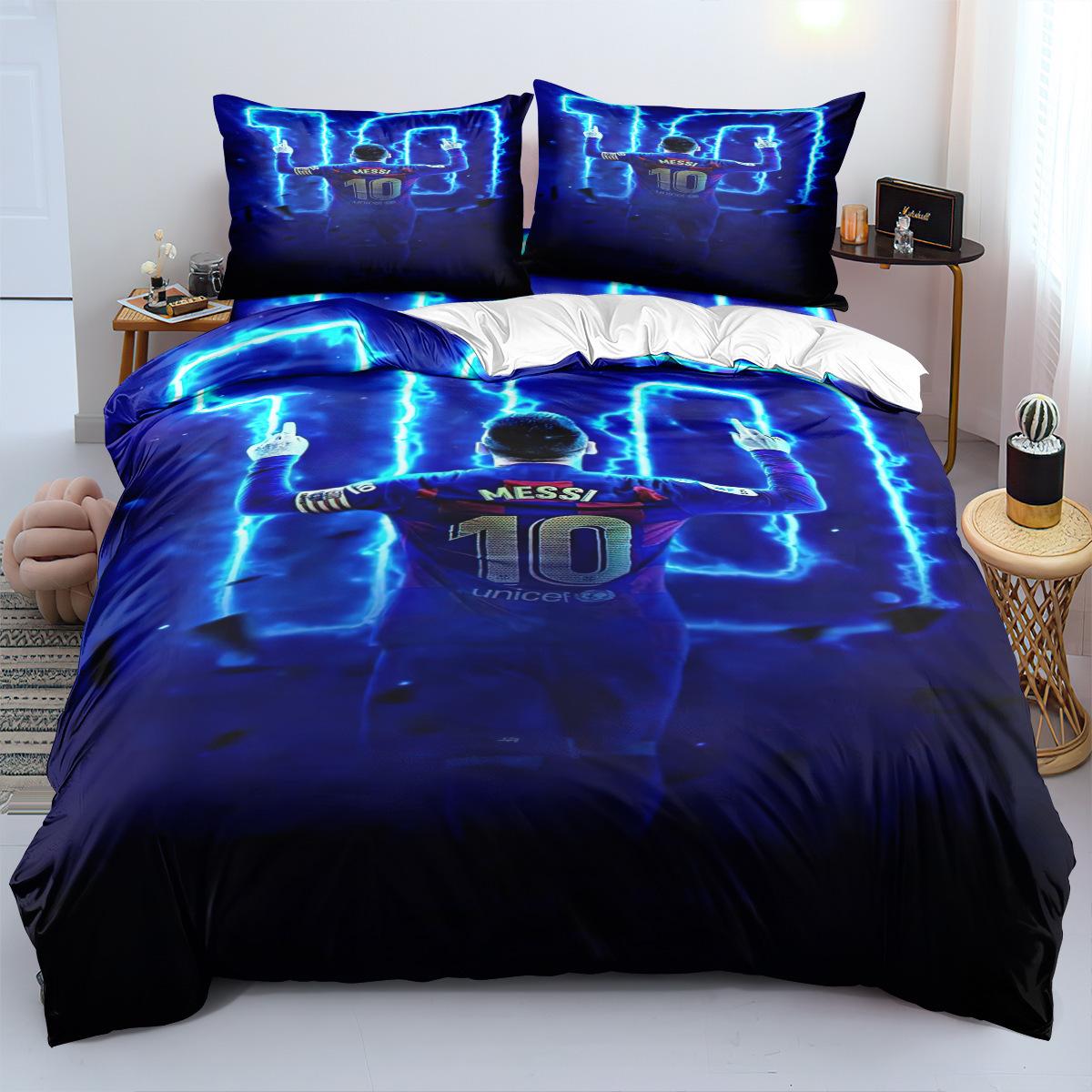 Новый набор постельного белья Звезда Футбола М-Месси Комплект с пододеяльником и наволочками 2/3 шт. Подростковый Пододеяльник Односпальный Двуспальный Большой 140x200cm-3pcs