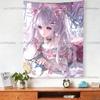 Gothic Kawaii Lolita Anime Girl Tapestry Dark Sweet Twin Tail Wall Hanging Y2K Girl Aesthetic Background Cloth for Bedroom Dorm