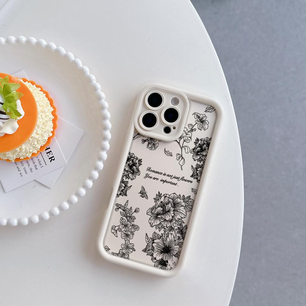 Line flower Pattern Soft TPU Phone Case for iPhone 17 Air 16 15 14 Pro Max Plus 13 12 Mini 8 7 X Xs Back Cover