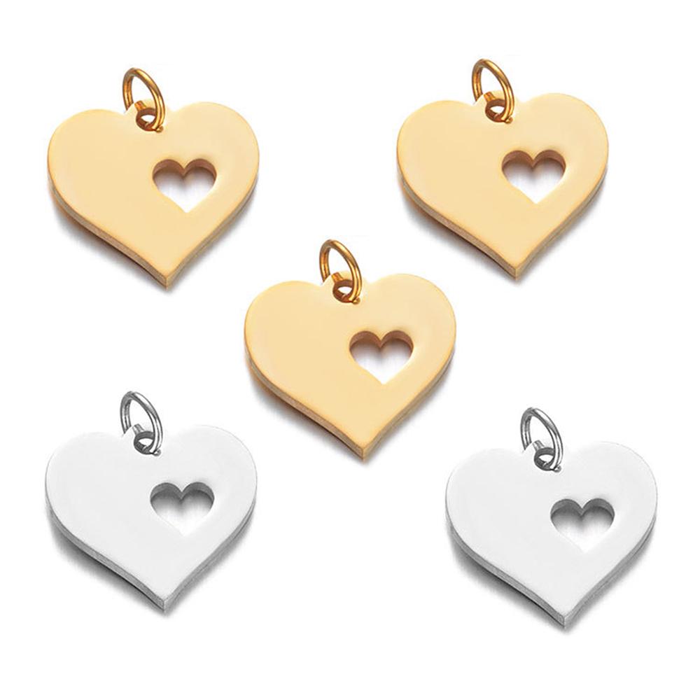 10Pcs/Lot Stainless Steel Heart Charms DIY Necklace Bracelet Hand Jewelry Making Findings Wholesale