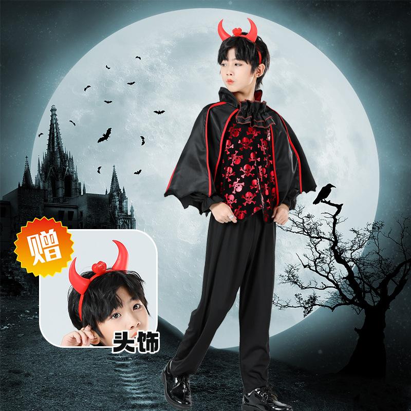 Kinder Mädchen Vampir Teufel Cosplay Kleid Komplettset mit Zubehör Halloween Motto Party Kostüm Feiertagsgeschenk für Mädchen
