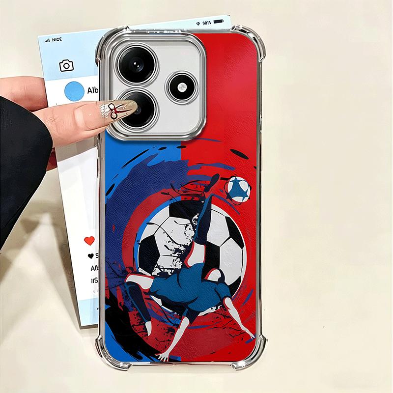Football Soccer Ball Design Plating Phone Case For Xiaomi Poco X5 X6 X7 X8 Pro Max F8 Ultra F7 M8 M7 M5S Redmi 15C 15 14C 13C 13