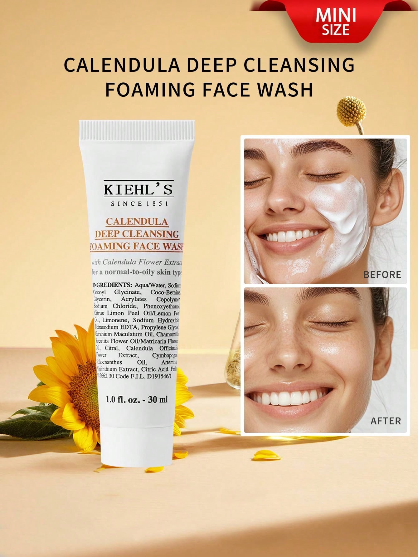 

Kiehl s Пенка для глубокого очищения лица с календулой (Мини размер: 1,0 жидких унций/30 мл) 30ml