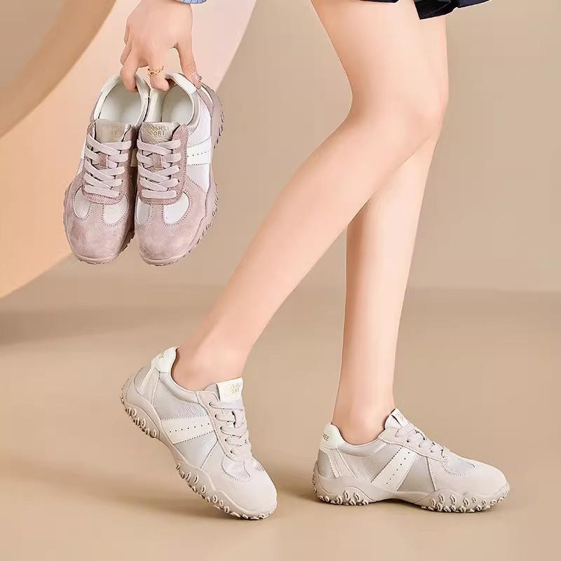Leather women's spring, summer and autumn new fashion thick-soled heightening casual breathable little white shoes